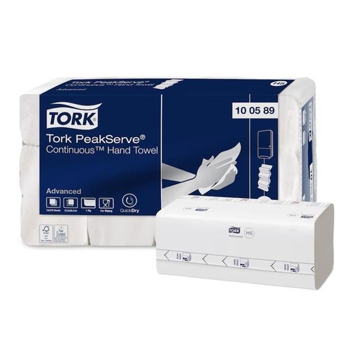 Papierové utierky, skladané, H5 systém, 1 vrstvové, Advanced, TORK "PeakServe®", biela so sivou potlačou