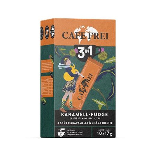 Instantná káva, 10×17 g, CAFE FREI "Škótsky Karamel-Fudge 3 v 1"