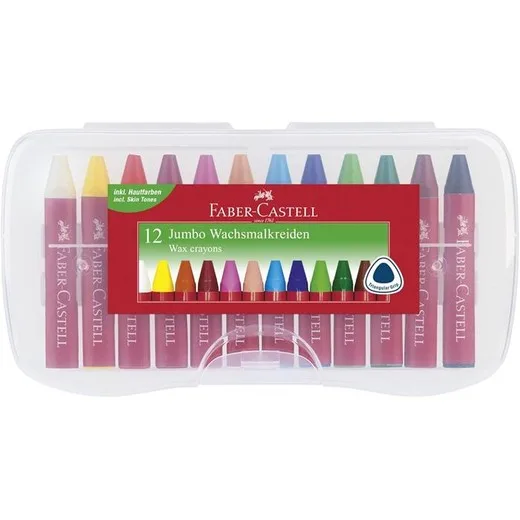 Voskovky, trojhranné, FABER-CASTELL "Jumbo", 12 rôznych farieb