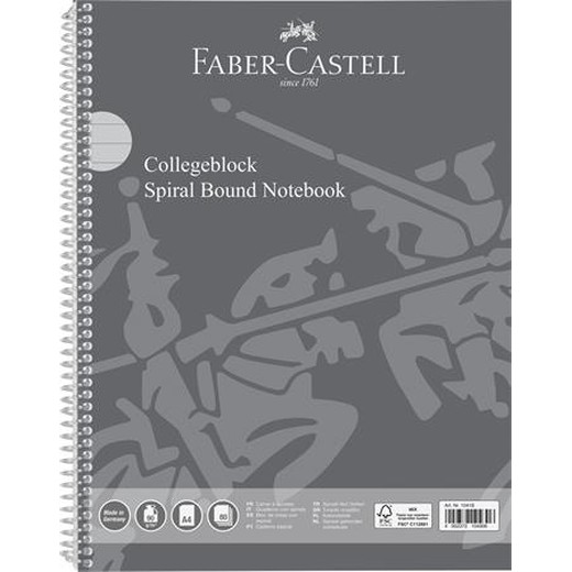 Špirálový zošit, A4, linajkový, 80 listov, perforovaný, dierovaný, FABER-CASTELL