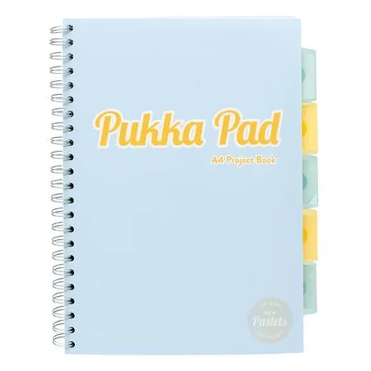 Špirálový zošit, A4, linkovaný, 100 listov, PUKKA PAD "Pastel project book", mix farieb