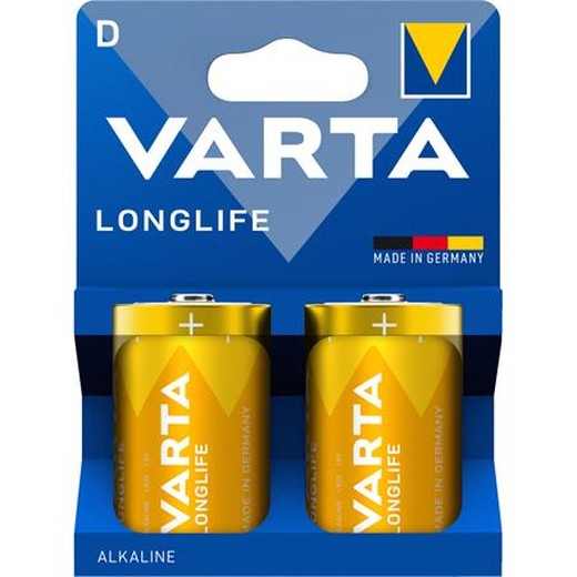 Batéria, typ D (goliáš), 2 ks, bez plastov, VARTA "Longlife"