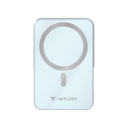 Power banka, externá batéria, magnetická (bezdrôtová), 10 000 mAh, stojanček, VERBATIM "Charge n Go", modrá