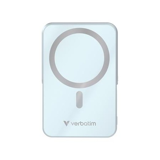 Power banka, externá batéria, magnetická (bezdrôtová), 10 000 mAh, stojanček, VERBATIM "Charge n Go", modrá