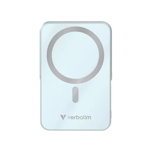 Power banka, externá batéria, magnetická (bezdrôtová), 10 000 mAh, stojanček, VERBATIM "Charge n Go", modrá