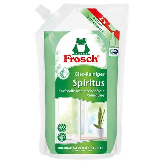 Čistiaci prostriedok na okná, s liehom, 950 ml, náhradná náplň, FROSCH