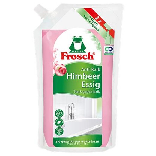 Odstraňovač vodného kameňa s malinovým octom, 950 ml, náhradná náplň, FROSCH