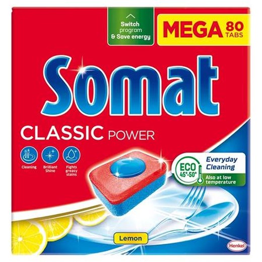 Tablety do umývačky riadu, 80 ks, SOMAT „Classic“, citrón