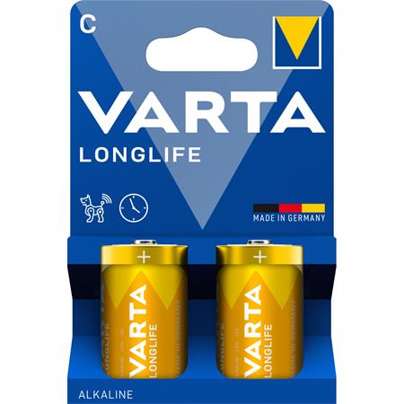 Batéria, typ C (baby), 2 ks, bez plastov, VARTA "Longlife"