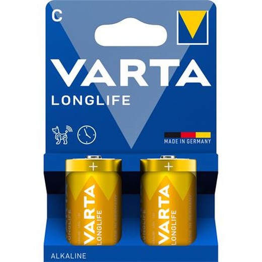 Batéria, typ C (baby), 2 ks, bez plastov, VARTA "Longlife"