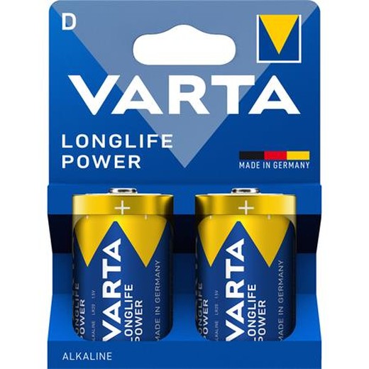 Batéria, typ D (goliáš), 2 ks, bez plastov, VARTA "Longlife Power"