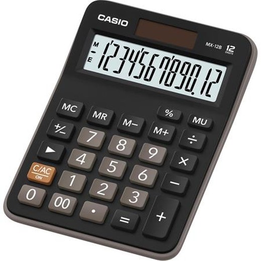 Kalkulačka, stolná, 12-miestna, CASIO "MX 12B", čierna