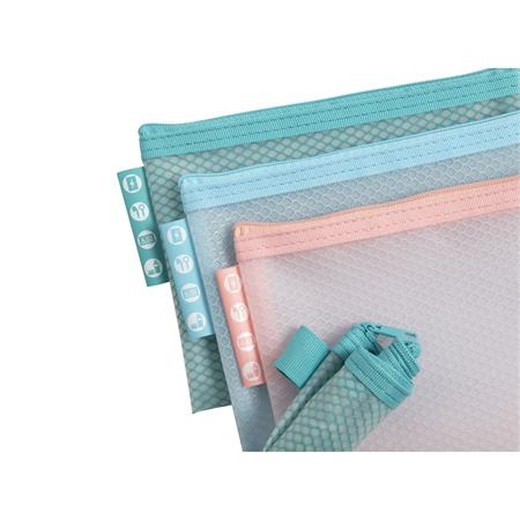Organizačné vrecko so zipsom, sieťované, A6, EXACOMPTA "Chromaline Pastel", rôzne farby
