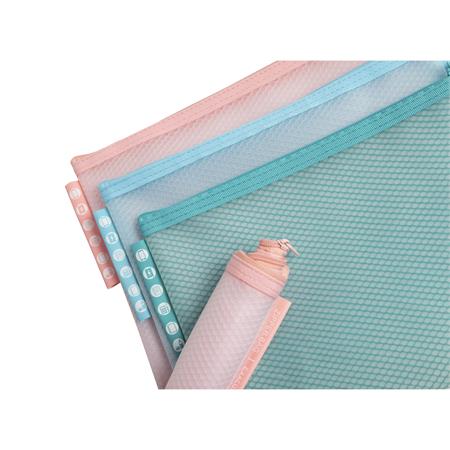 Organizačné vrecko so zipsom, sieťované, A5, EXACOMPTA "Chromaline Pastel", rôzne farby