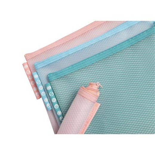 Organizačné vrecko so zipsom, sieťované, A5, EXACOMPTA "Chromaline Pastel", rôzne farby