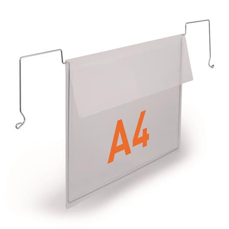 Logistický obal, A4, na šírku, DURABLE, s kovovou sponou, priehľadný