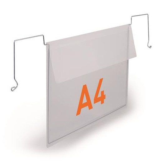 Logistický obal, A4, na šírku, DURABLE, s kovovou sponou, priehľadný