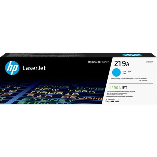 W2191A laserový toner pre tlačiareň LaserJet Pro 3202, HP219A, azúrový, 1 200 strán
