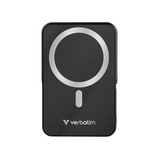 Power banka, externá batéria, magnetická (bezdrôtová), 10 000 mAh, stojanček, VERBATIM "Charge n Go", čierna
