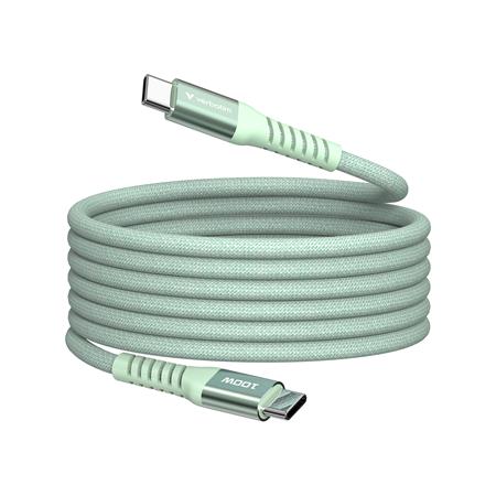 USB kábel, USB-C – USB-C, 1,2 m, 100W, magnetický, VERBATIM, zelený