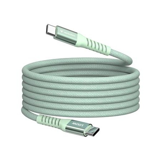 USB kábel, USB-C – USB-C, 1,2 m, 100W, magnetický, VERBATIM, zelený