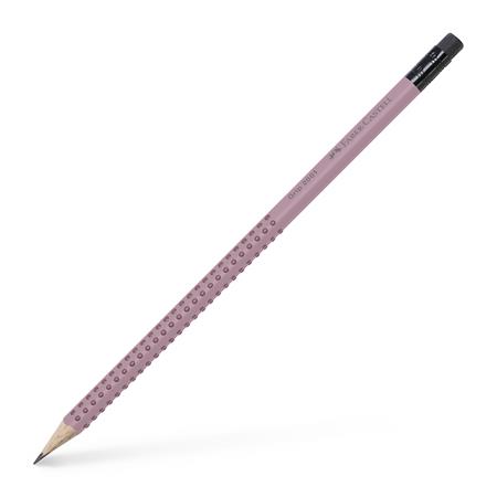 Grafitová ceruzka, B, trojhranná, s gumou, FABER-CASTELL "Grip 2001", ružová