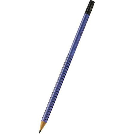 Grafitová ceruzka, B, trojhranná, s gumou, FABER-CASTELL "Grip 2001", modrá