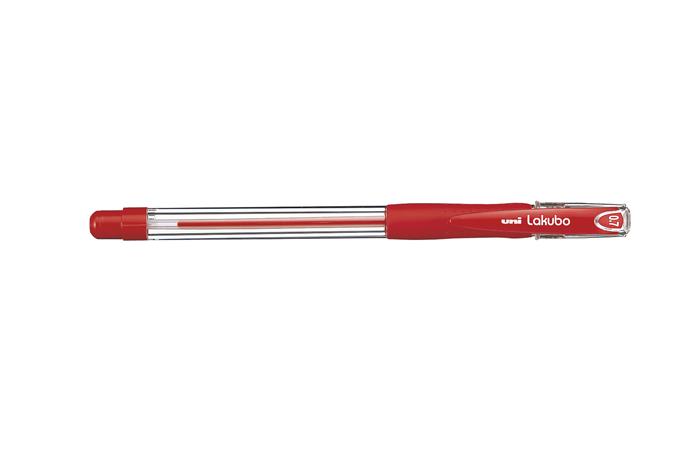 Guľôčkové pero, 0,3 mm, s vrchnákom, UNI „SG-100 Lakubo“, červená