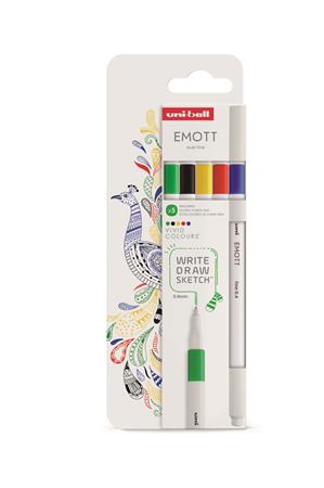 Liner, sada, 0,4 mm, UNI „Emott Vivid“, 5 rôznych farieb