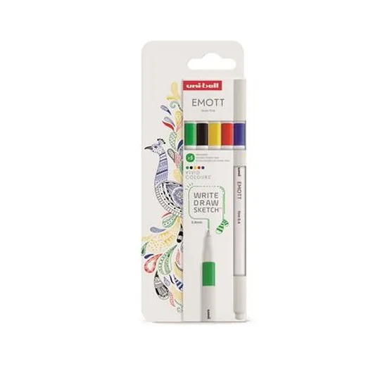 Liner, sada, 0,4 mm, UNI „Emott Vivid“, 5 rôznych farieb