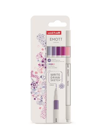 Liner, sada, 0,4 mm, UNI „Emott Floral“, 5 rôznych farieb