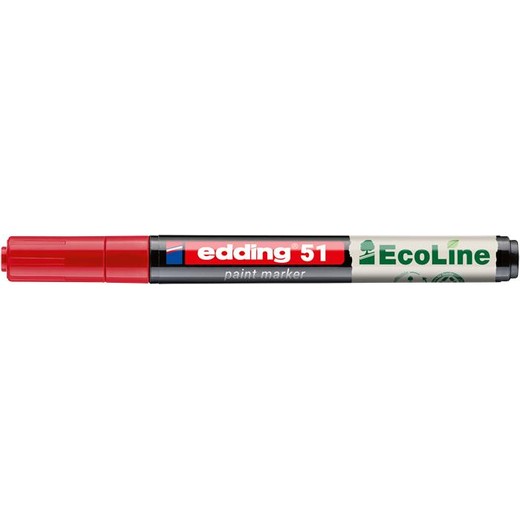 Lakový popisovač, 1–2 mm, EDDING „51“, červený