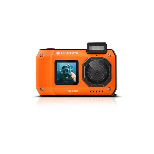 Fotoaparát, digitálny, vodeodolný, s dvojitým displejom, AGFAPHOTO Realishot "WP9500", oranžový-čierny