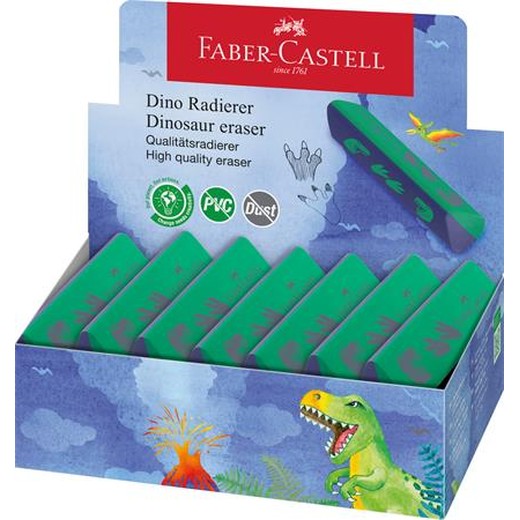 Guma, displej, trojhranný, FABER-CASTELL, dinosaurus