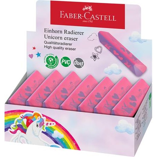 Guma, displej, trojhranný, FABER-CASTELL, jednorožec