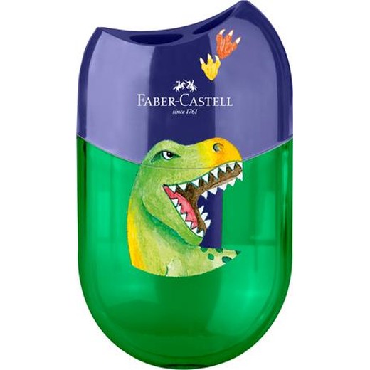 Strúhadlo, displej, dvojdierové, so zásobníkom, FABER-CASTELL, dinosaurus