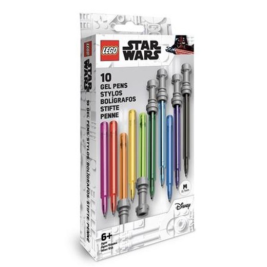 Gélové pero, sada, 0,7 mm, svetelný meč, LEGO "Star Wars", 10 rôznych farieb