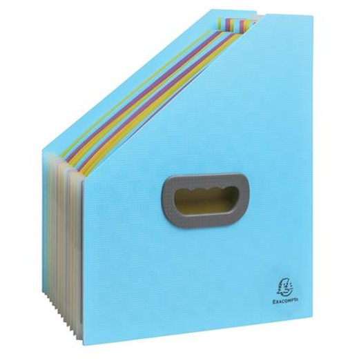 Harmonikový zakladač, 265x325 mm, PP, 12 priehradie, EXACOMPTA "Pop`NCo", cyánovo modrý