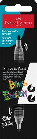 Dekoračný popisovač, 1,0/3,0 mm, obojstranný, akrylový, FABER-CASTELL "Shake&Paint", čierny