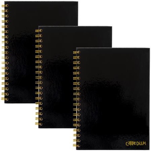 Špirálový zošit, B5, linajkový, 80 listov, FSC, PUKKA PAD "Carpe Diem", čierny