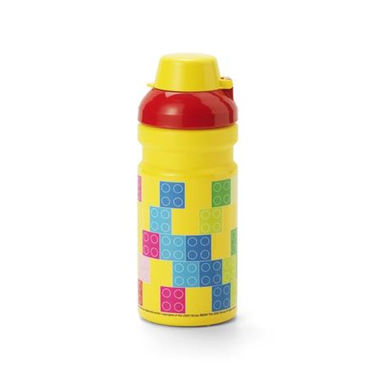 Fľaša, 390 ml, LEGO "Brick", žltá-červená, vzorovaná