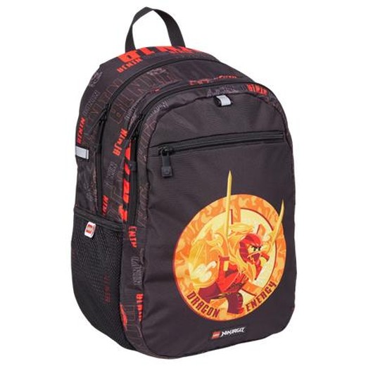 Batoh, dvojkomorový, LEGO "Ninjago Dragon Energy", čierny, vzorovaný