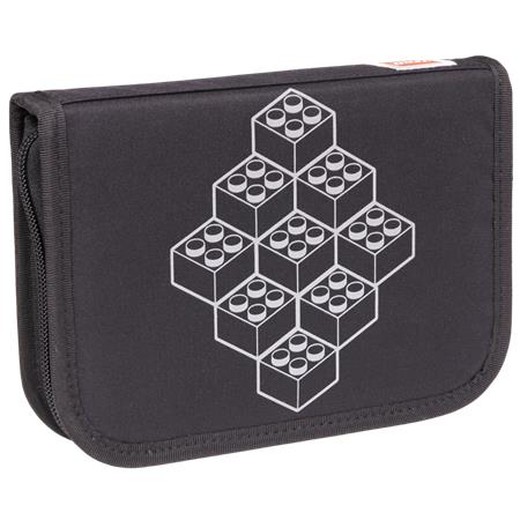 Peračník, s chlopňami, na zips, plný, LEGO "Bricks", čierny, vzorovaný
