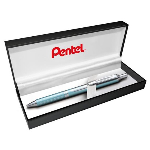 Gélové pero, 0,35 mm, stláčací mechanizmus, telo pera: aquamarin, PENTEL "EnerGel BL-407" modrá