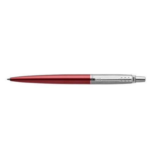 Guľôčkové pero, 0,7 mm, strieborný klip, Kensington červené telo pera, PARKER, "Royal Jotter", modré