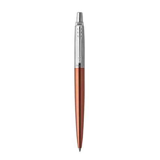 Guľôčkové pero, 0,7 mm, strieborný klip, Chelsea oranžové telo pera, PARKER, "Royal Jotter", modré