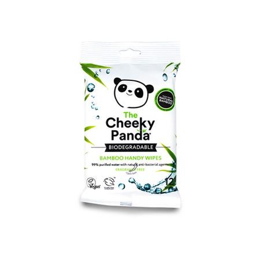 Vlhčené utierky na ruky, bambusové, 12 listov, CHEEKY PANDA, bez vône