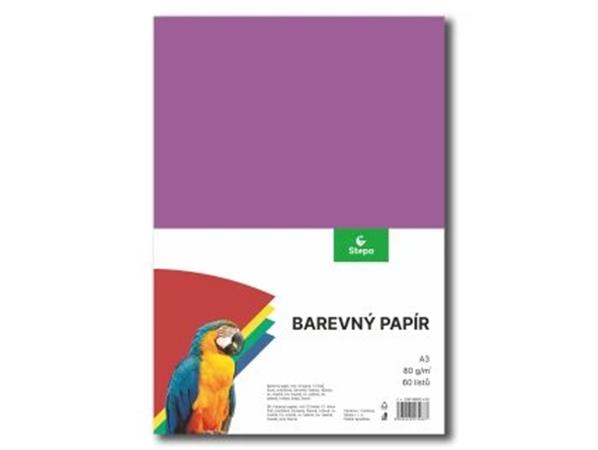 Farebný papier,  A3, 80 g, 12x5 listov, STEPA, mix farieb