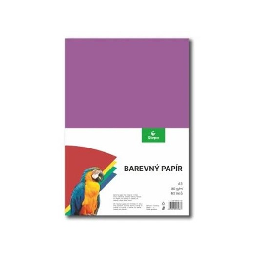 Farebný papier, A3, 80 g, 12x5 listov, STEPA, mix farieb