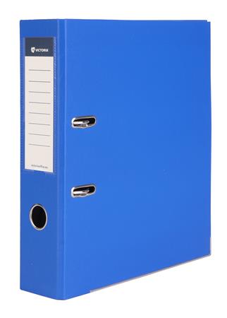 Pákový šanón, 75 mm, A4, PP/kartón, s ochranným spodným kovaním, VICTORIA OFFICE, "Basic", kráľovský modrý